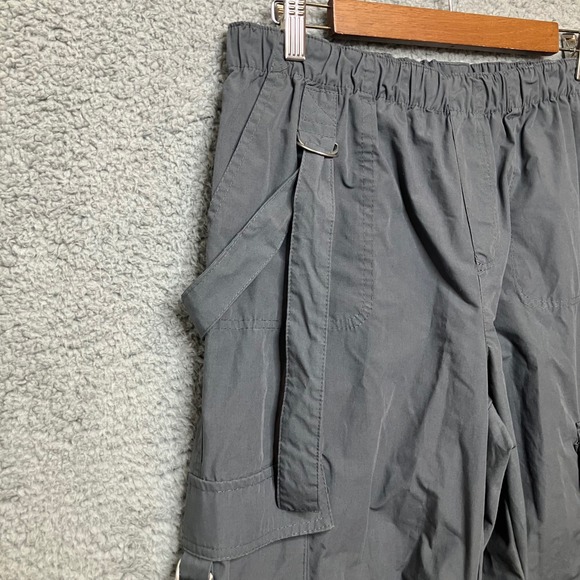 Faded Rose Cargo Pants Women L Baggy Wide Leg Gray Y2K 90s Skater Utility Pocket - Picture 7 of 14